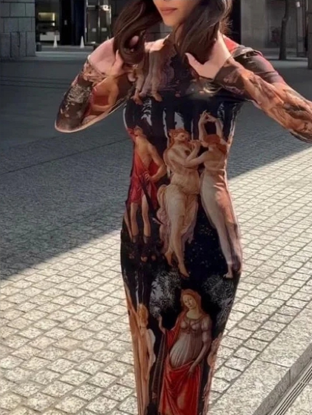 Zara Botticelli Print Dress NWT Sz M - Picture 2 of 8